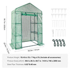 Walk-in Green House, 4.6 x 2.4 x 6.7 ft Greenhouse with Shelves, Set Up