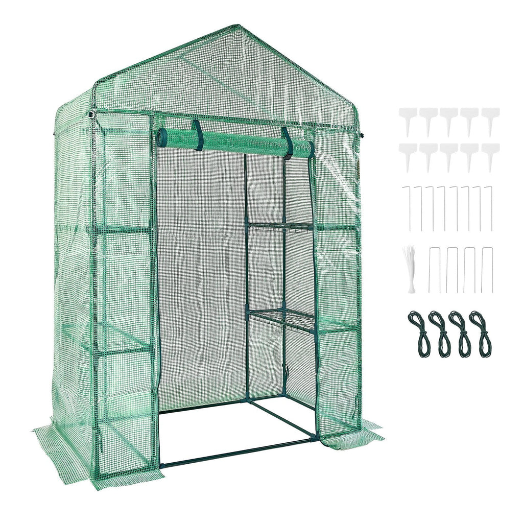 Walk-in Green House, 4.6 x 2.4 x 6.7 ft Greenhouse with Shelves, Set Up