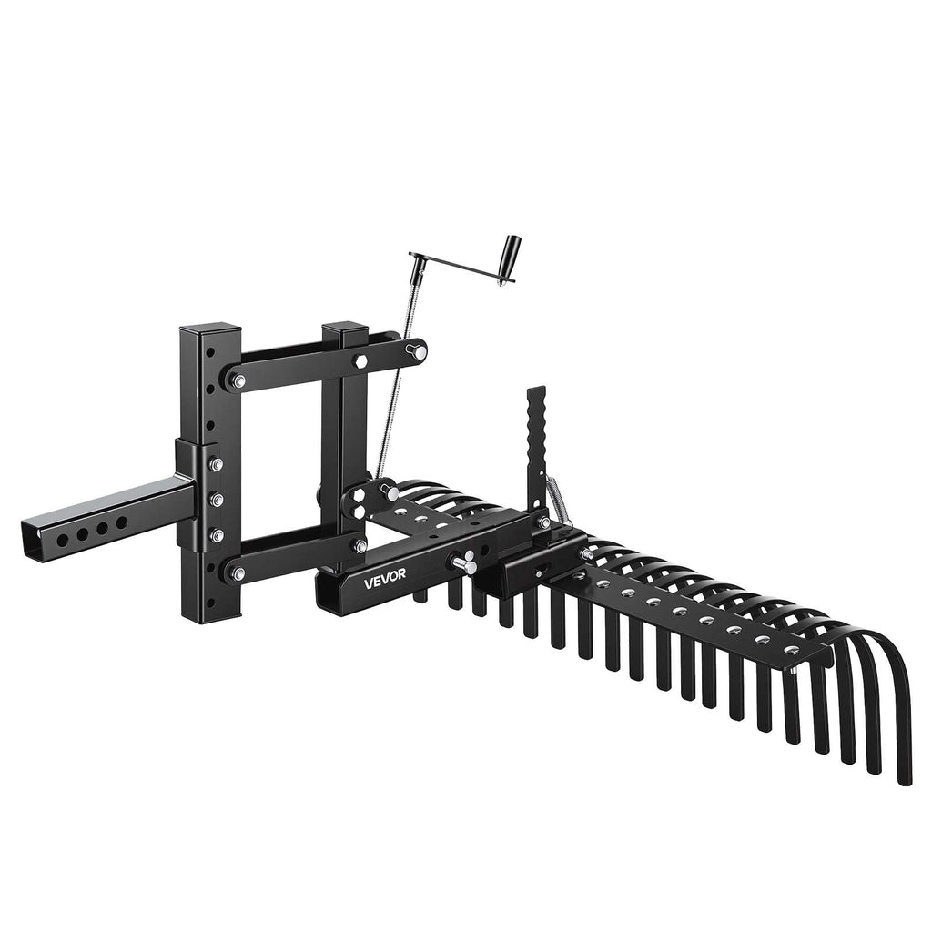 106.7cm Tow Behind Landscape Rake, 3-Point Lawn Rock Rake with Blade & Lift Lever, Fit Category 1 ATVs UTVs Lawn Tractors, Heavy Duty Dethatcher Rake for Debris Leaves Thatch