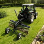 122 cm Tow Behind Landscape Rake, Pull Behind Lawn Rock Rakes for ATV Mower Tractors, 24 Durable Steel Tines, Adjustable Height & Angle, Heavy Duty Dethatcher Rake for Leaves Debris