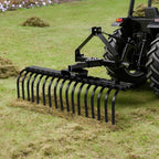 127 cm Lanscape Rock Rake, 3-Point Tow Behind Landscape Rake with 17 Steel Tines, Fit Category 1 Tractors, Angle Adjustable, Heavy Duty Lawn Dethatcher Rake for Grass Branch Debris