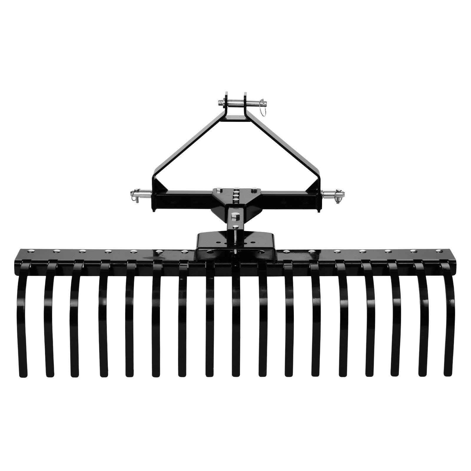 127 cm Lanscape Rock Rake, 3-Point Tow Behind Landscape Rake with 17 Steel Tines, Fit Category 1 Tractors, Angle Adjustable, Heavy Duty Lawn Dethatcher Rake for Grass Branch Debris