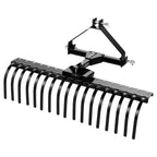 127 cm Lanscape Rock Rake, 3-Point Tow Behind Landscape Rake with 17 Steel Tines, Fit Category 1 Tractors, Angle Adjustable, Heavy Duty Lawn Dethatcher Rake for Grass Branch Debris